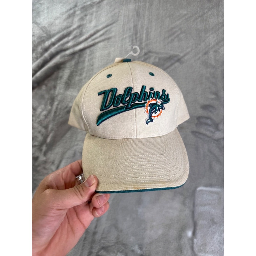 Twins Enterprise Dolphins Strapback Baseball Hat Football Miami Script Mens NWT